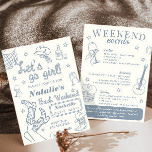 Let's Go Girl Nashville Bachelorette Itinerary Invitation