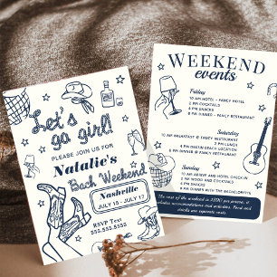 Let's Go Girl Nashville Bachelorette Itinerary Invitation