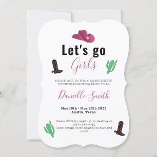 Let's Go Girls Austin Texas Cowgirl Bachelorette Invitation