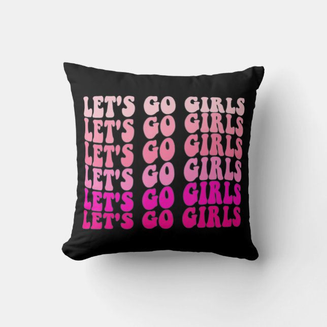 Let's Go Girls Bachelorette Trip Retro Bridal Part Throw Pillow (Front)