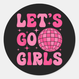 Let's Go Girls Bride Squad Groovy Disco Bacheloret Classic Round Sticker