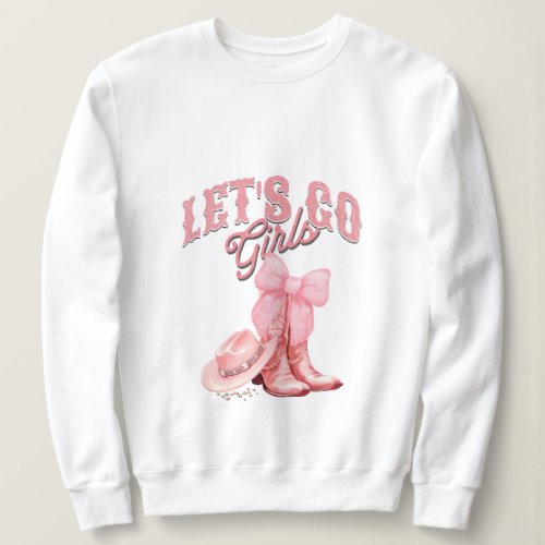Lets Go Girls Coquette Soft Pink Western Cowgirl Sweatshirt