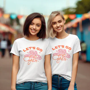 Let's Go Girls Cowboy Hat Bachelorette T-Shirt Let's Go Girls Cowboy Hat Bachelorette T-Shirt
