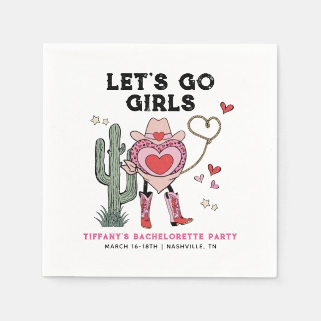 Let's Go Girls Cowgirl Bachelorette Weekend Napkins (Front)