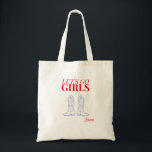 Let's go girls cowgirl red/blue Cute Bachelorette Tote Bag<br><div class="desc">Saddle up and keep your drinks cool with our "Let's Go Girls" Cowgirl Tote Bag! This stylish and practical can cooler is the perfect accessory for your cowgirl-themed adventures, adding a touch of flair and fun to your drinks. Designed with the bold and empowering "Let's Go Girls" message, our tote...</div>