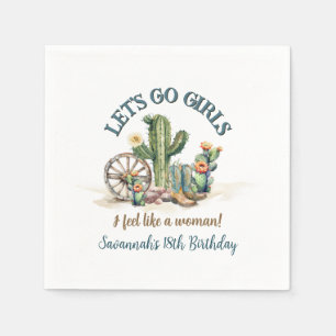 Lets Go Girls Cowgirl Rodeo Custom Birthday Party Napkins