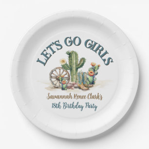 Lets Go Girls Cowgirl Rodeo Theme Birthday Party Paper Plates