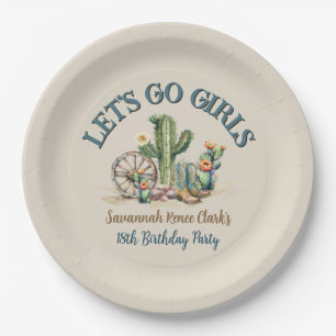 Lets Go Girls Cowgirl Western Birthday Party Paper Plates