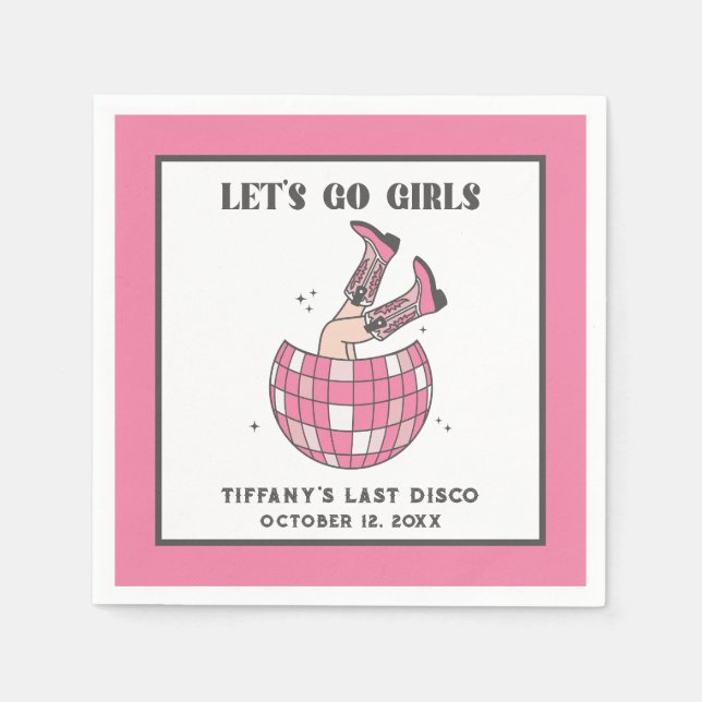 Let's Go Girls Disco Cowgirl Bachelorette Napkins (Front)