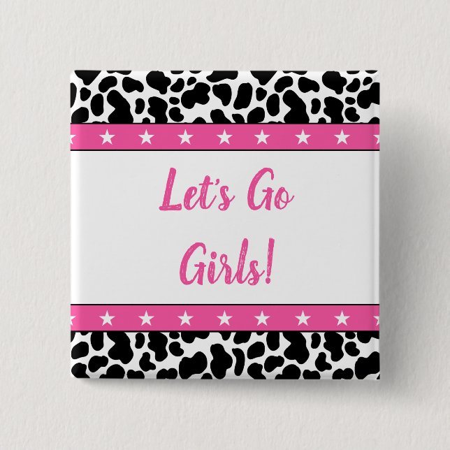 Let's Go Girls Disco Cowgirl Bachelorette Party Button (Front)
