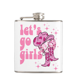 Lets Go Girls Disco Cowgirl Bachelorette Party Flask