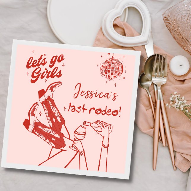 Lets Go Girls Disco Cowgirl Bachelorette Party Napkins (Creator Uploaded)