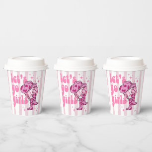 Lets Go Girls Disco Cowgirl Bachelorette Party Paper Cups