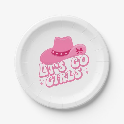 Lets Go Girls Girls Trip Retro Graphic  Paper Plates