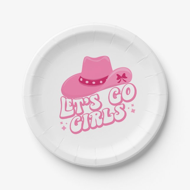 Let's Go Girls, Girls Trip, Retro Graphic  Paper Plates (Front)