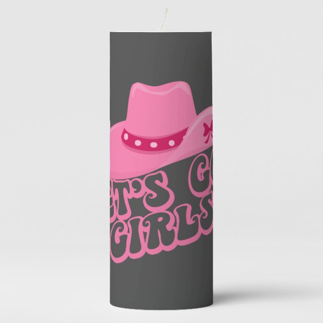 Let's Go Girls, Girls Trip, Retro Graphic  Pillar Candle (Front)