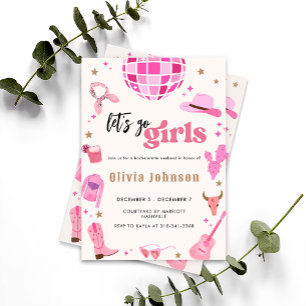 Let's Go Girls Nashville Pink Rodeo Bachelorette Invitation