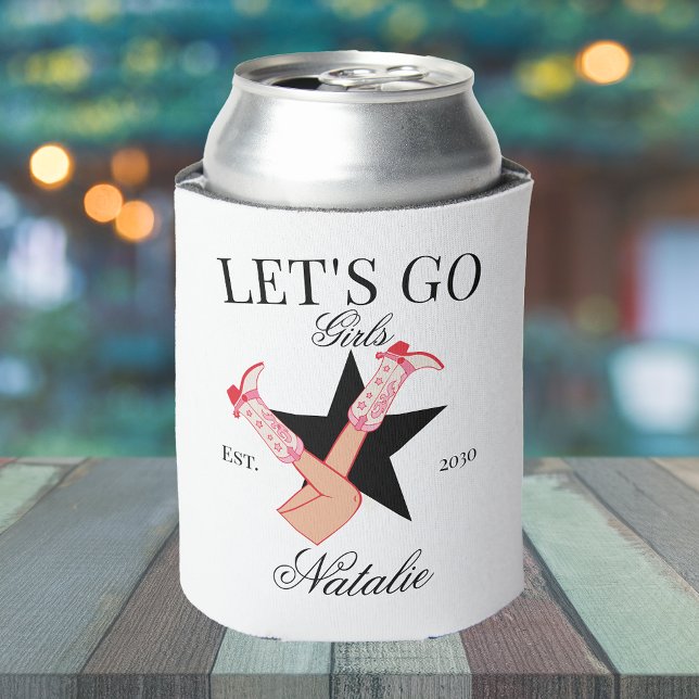 Let's Go Girls Personalized Cowgirl Bachelorette Can Cooler (Creator Uploaded)