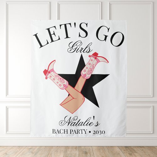Lets Go Girls Personalized Cowgirl Bachelorette Tapestry