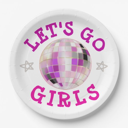Lets Go Girls pink  Bachelorette party    Paper Plates
