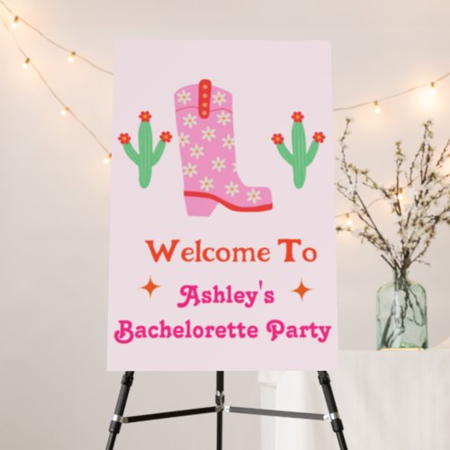 Lets Go Girls Pink Cowgirl Bachelorette Party  Foam Board