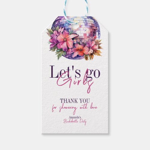 Lets Go Girls Pink Last Disco Bachelorette Party Gift Tags
