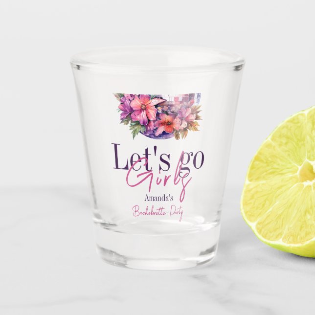 Let's Go Girls Pink Last Disco Bachelorette Party Shot Glass (Front)
