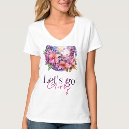 Lets Go Girls Pink Last Disco Bachelorette Party T_Shirt