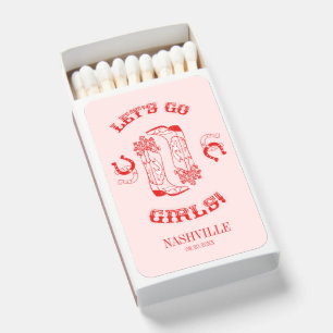 Lets Go Girls Pink Red Cowgirl Bachelorette Matchboxes