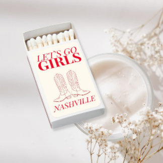 Lets go girls. Red Cowgirl bachelorette Matchboxes