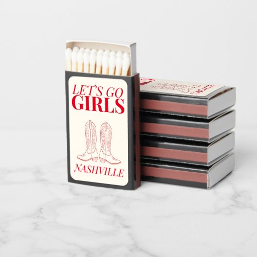 Lets go girls Red Cowgirl bachelorette  Matchboxes