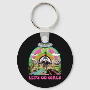 Let's Go Girls Retro Space Desert Cowgirl Bachelor Keychain