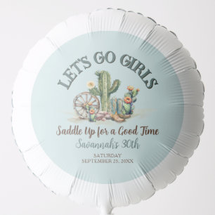 Lets Go Girls Teal Aqua Rodeo Theme Birthday Party Balloon