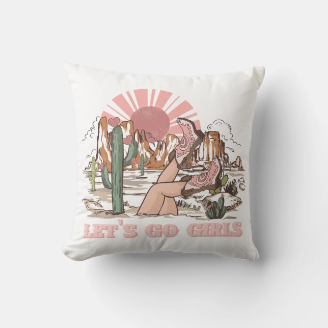 Let's Go Girls Throw Pillow (Front)