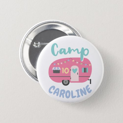 Lets Go Glamping Girly Any Age Birthday Party Button