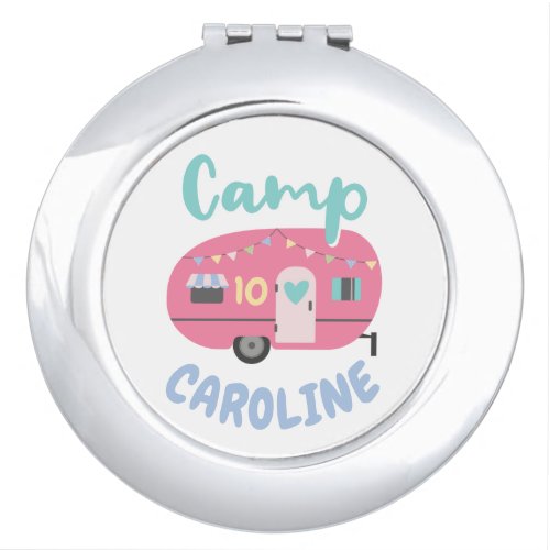 Lets Go Glamping Girly Any Age Birthday Party Compact Mirror