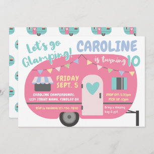 Let's Go Glamping Girly Any Age Birthday Party Invitation