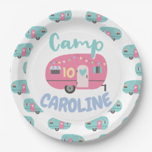 Let's Go Glamping Girly Any Age Birthday Party Paper Plates