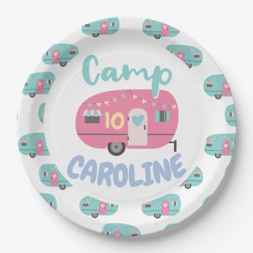 Lets Go Glamping Girly Any Age Birthday Party Paper Plates