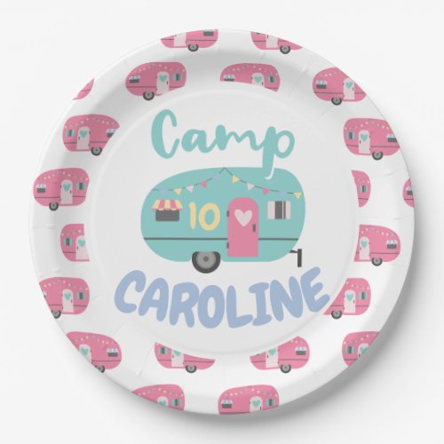 Lets Go Glamping Girly Any Age Birthday Party Paper Plates