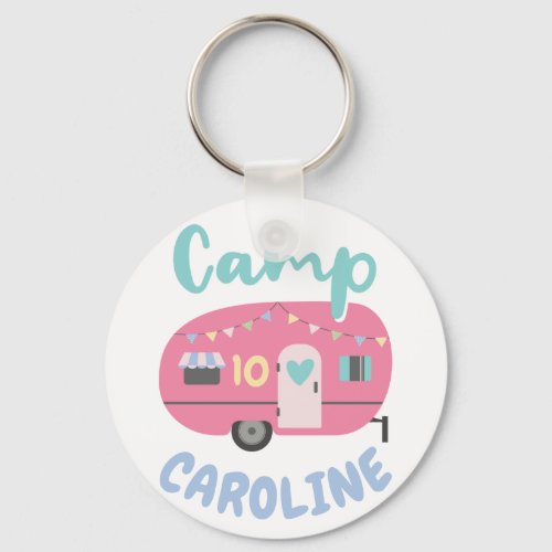 Lets Go Glamping Girly Birthday Party Favor Keychain