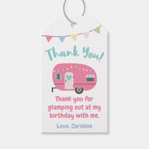 Lets Go Glamping Girly Birthday Thank You Favor Gift Tags