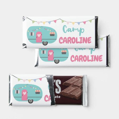 Lets Go Glamping Girly Birthday Thank You Hershey Bar Favors