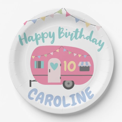 Lets Go Glamping Girly Happy Birthday Party Paper Plates