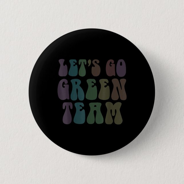 Lets Go Green Team Retro War Game 60s Summer Camp  Button (Front)