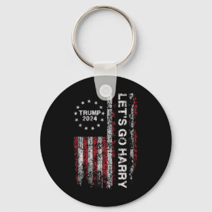 Let's Go Harry Funny Trump 2024 Us Flag Vintage  Keychain