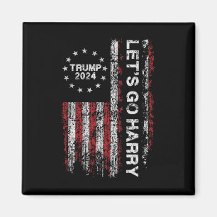 Let's Go Harry Funny Trump 2024 Us Flag Vintage  Magnet