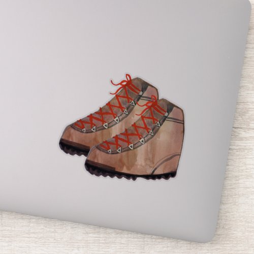 Lets Go Hiking Watercolor Boots Sticker