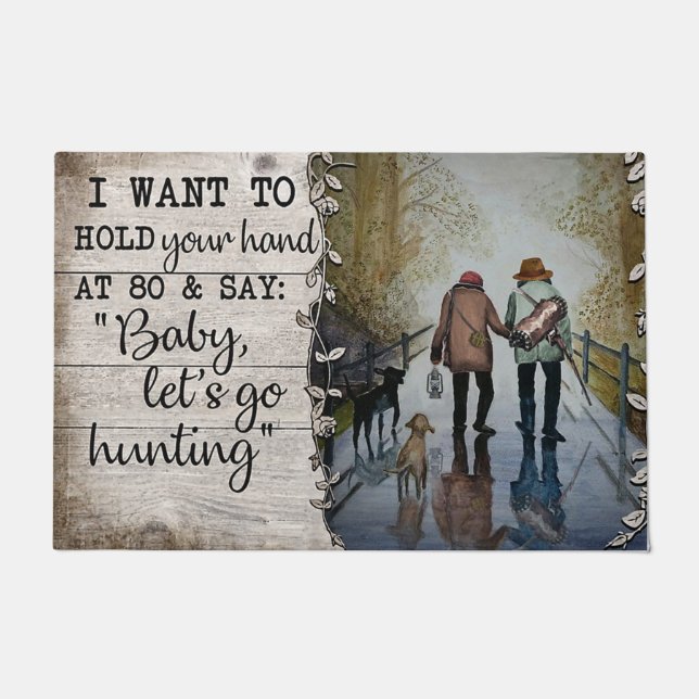 Let's Go Hunting Mat, Hunting Couples Doormat (Front)