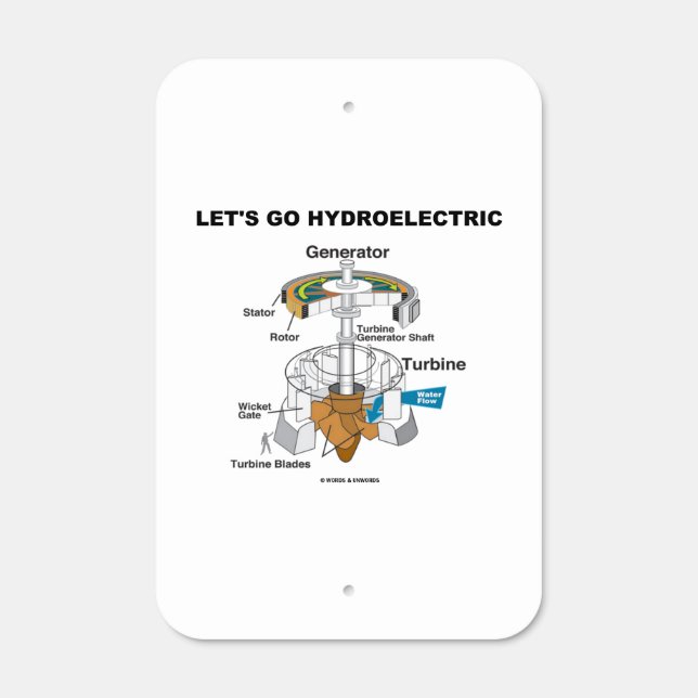 Let's Go Hydroelectric Generator Turbine Metal Sign (Front)